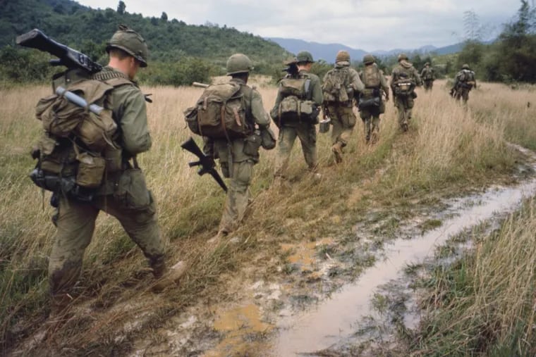 Soldiers on patrol during the Vietnam War.