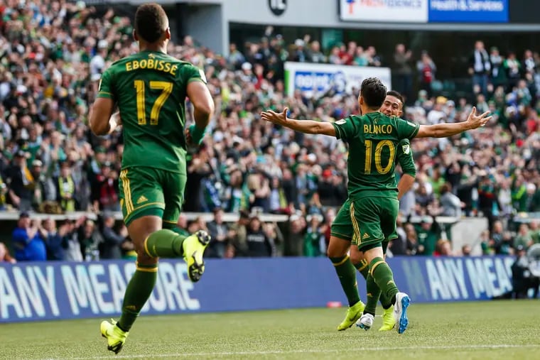 Jeremy Ebobisse (left) and Sebastian Blanco (right) scored for the Portland Timbers in their win over the Seattle Sounders.