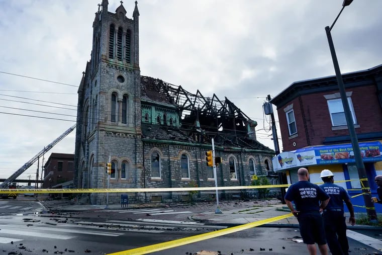 The scene the day after a fire at the Greater Bible Way Temple on the corner of 52 and Warren St., in West Philadelphia, Wednesday, August 28, 2019.