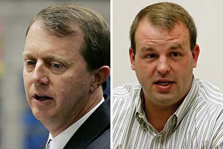 The Third Congressional District race in New Jersey between U.S. Rep. John Adler, left, and challenger Jon Runyan is even closer than it appears, according to a poll released today. (File photos)