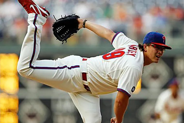 Vance Worley, who pitched one inning this season for the Phillies, may get the call on Monday. (AP Photo/Matt Slocum)