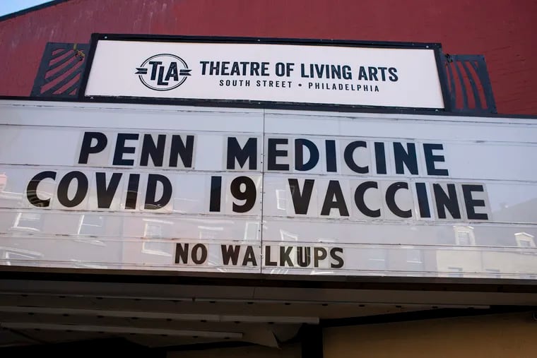 The University of Pennsylvania Health System is requiring all employees to be vaccinated against COVID-19 by Sept. 1. Shown here in March is a Penn Medicine community vaccination site at the Theatre of Living Arts on South Street in Philadelphia.