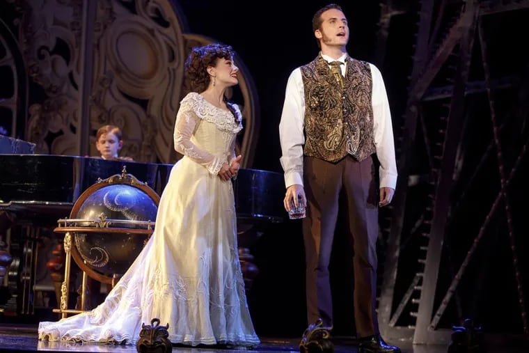 (Left to right:) Jake Heston Miller as Gustave, Meghan Picerno as Christine Daaé, and Sean Thompson as Raoul in the national tour of "Love Never Dies," Oct. 2-7 at the Academy of Music.
