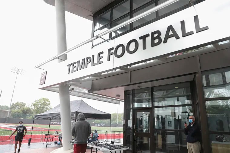 The outside of Edberg-Olson Hall on June 18, where members of Temple's football team reported to receive coronavirus testing.