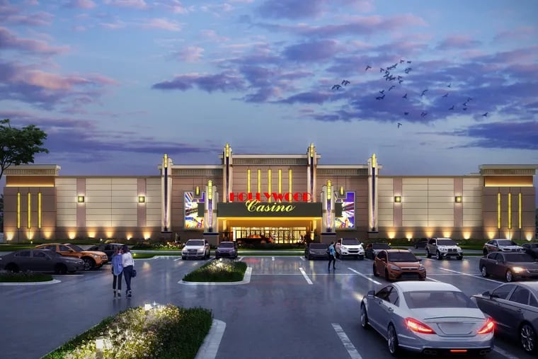 Artist's rendering of the proposed Hollywood Casino Morgantown, a so-called mini-casino that would be built along the Pennsylvania Turnpike in Caernarvon Township (Exit 298), in Berks County, just across the line from Chester County. (Courtesy of Penn National Gaming Inc.)
