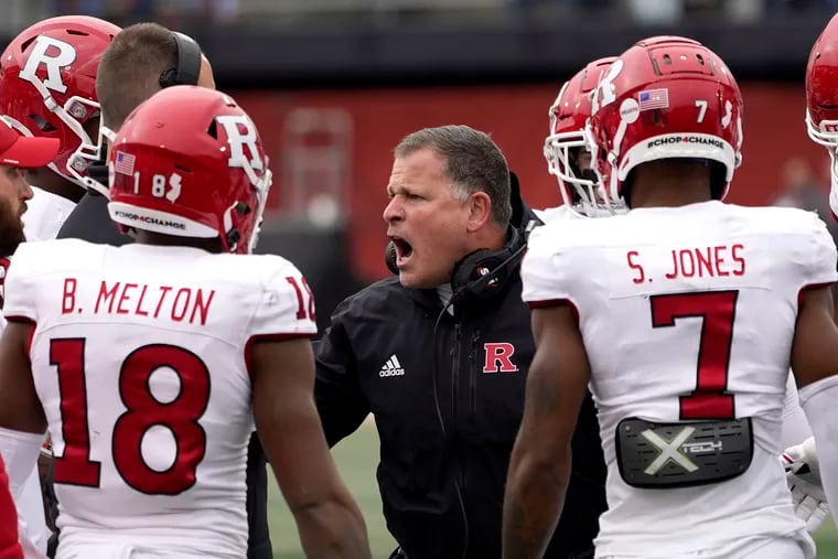 Rutgers head coach Greg Schiano yells at his players after a penalty in the first half  against Illinois on Oct. 30.
