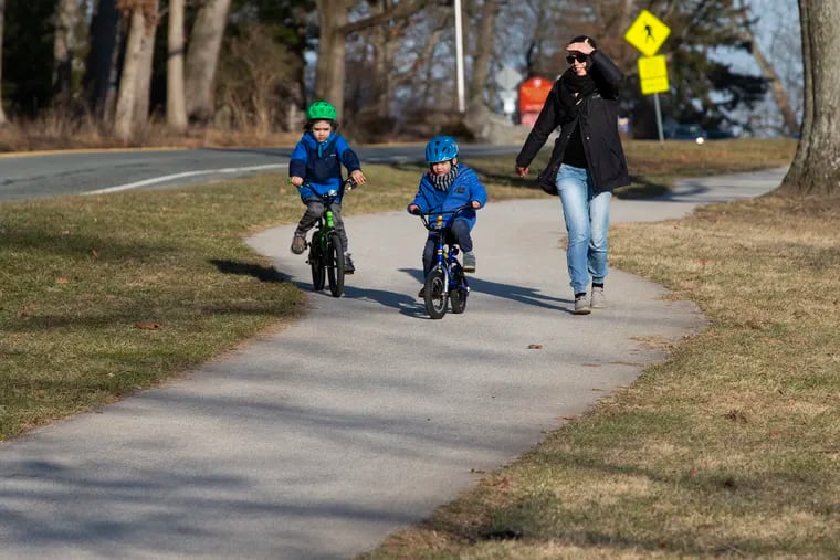 Young cyclists took advantage of the warmer temperatures to get a ride in at Valley Forge National Historical Park on March 3.