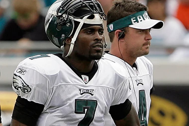 As Michael Vick gets his second chance, Kevin Kolb hopes he gets a second chance. (Yong Kim / Staff Photographer)