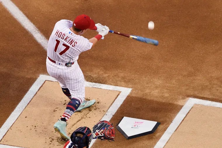 Phillies left fielder Rhys Hoskins during the Home Run Derby during the all-star break.