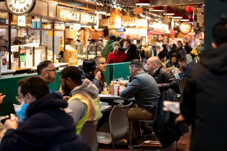 The central dining area in Reading Terminal Market