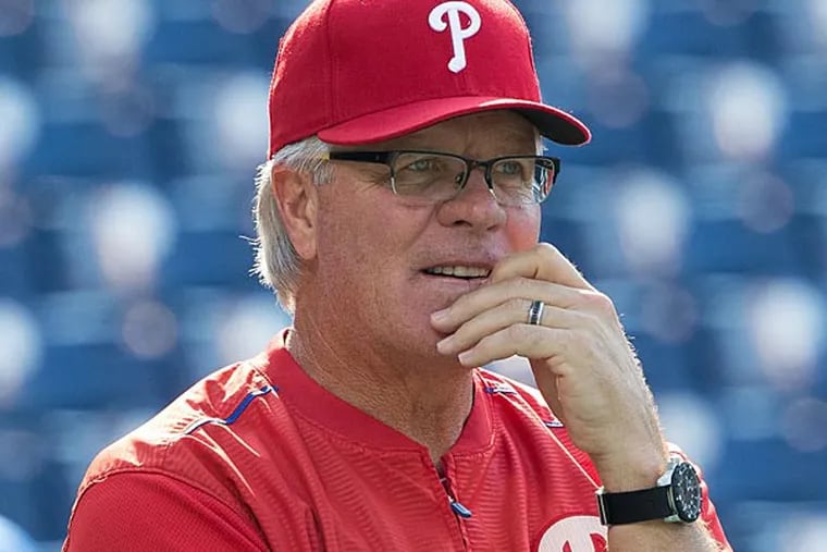 Philadelphia Phillies interim manager Pete Mackanin before a game against the Washington Nationals at Citizens Bank Park. (Bill Streicher/USA Today)