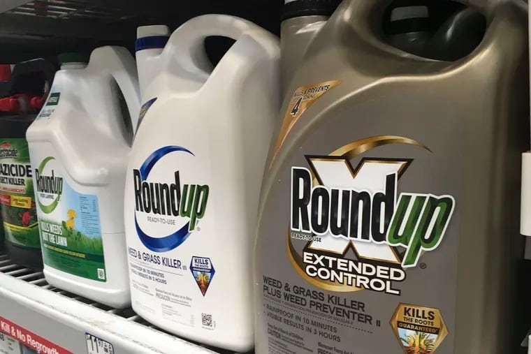 FILE - In this Sunday, Feb. 24, 2019, file photo, containers of Roundup are displayed on a store shelf in San Francisco. A jury in federal court in San Francisco has concluded that Roundup weed killer was a substantial factor in a California man's cancer.