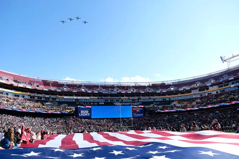 The last time the Eagles visited FedEx Field, Dec. 15, 2019, there was a huge flag and a military flyover. That won't be the case Sunday.