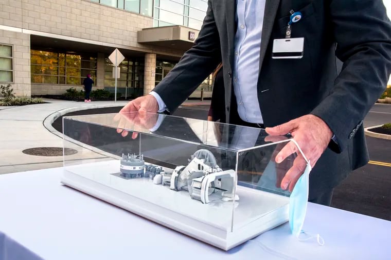 A model of proton therapy technology, shown to attendees at a “VIP preview” of South Jersey's first proton therapy center at the Virtua Voorhees Hospital on Oct. 11, 2022.