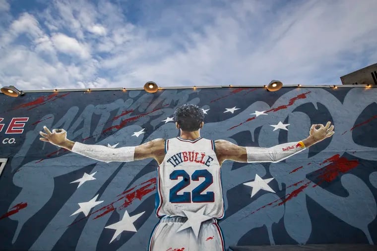 A mural of Matisse Thybulle at the Garage Fishtown.