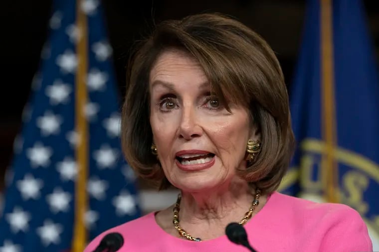 Speaker of the House Nancy Pelosi (D., Calif.) meets with reporters at the Capitol in Washington, Thursday, May 23, 2019. Pelosi openly questioned President Donald Trump’s fitness for office Thursday after a dramatic blow-up at the White House at a meeting on infrastructure.