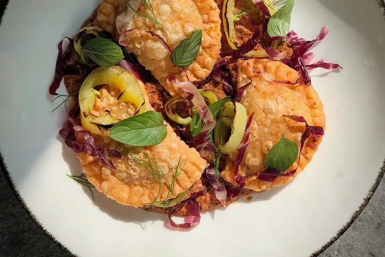 Eli Collins' squash-filled barbajuan, a ravioli-like fritter originally from Monaco. The dumplings are available as part of Dumplings 4 All's five-day event.