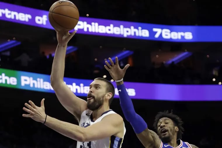 Memphis’ Marc Gasol struggled against the Sixers Wednesday night.
