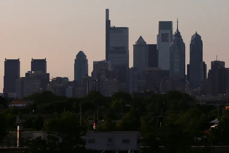 The Philadelphia skyline in July.