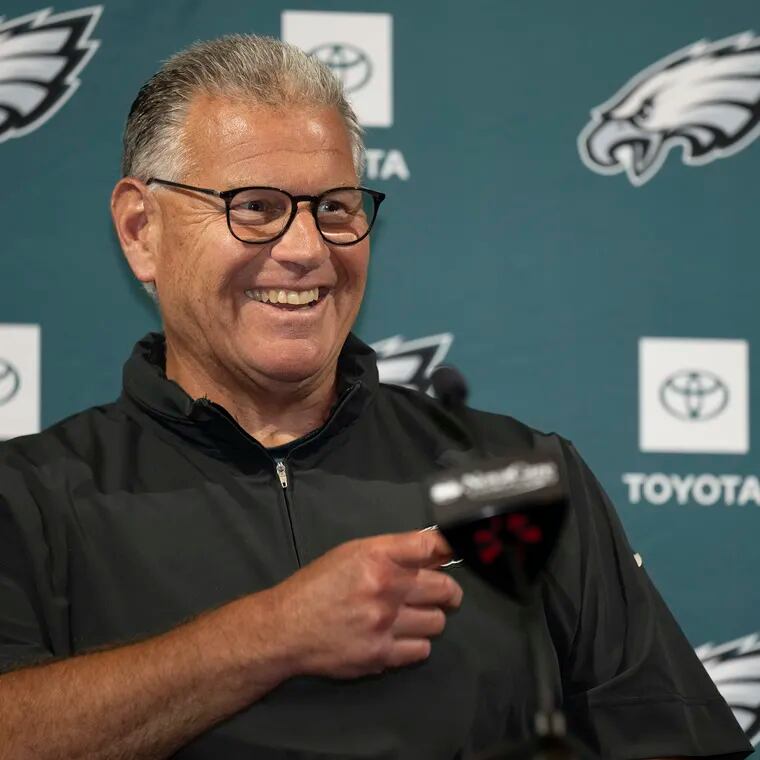 Eagles offensive line coach Jeff Stoutland spoke to the media on Monday for the first time since Jason Kelce's retirement.