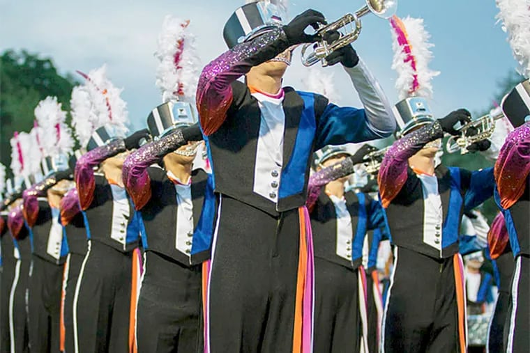 The Blue Devils of Concord, Calif. play in the Drum Corps International Tour of Champions, along with other corps from Allentown, Ohio, South Carolina, Illinois, and California.