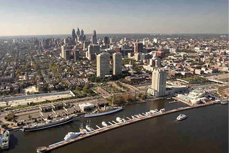 A view of the city's Delaware River waterfront. The new plan, &quot;Philadelphia 2035,&quot; fails to address the issue of I-95, which cuts off Center City from the historic waterfront area. (Jonathan Wilson / File Photo)