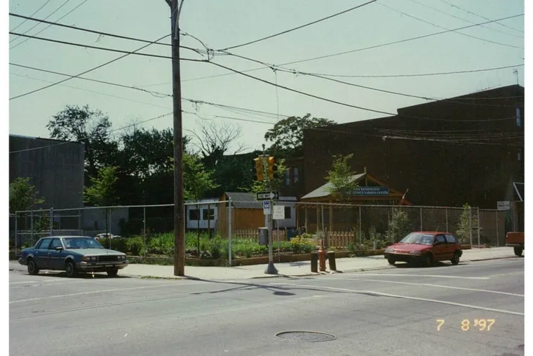 The New Kensington Community Development Corporation (NKCDC) Garden Center circa July 1997, one of the first empty lots the organization transformed into a green space.
