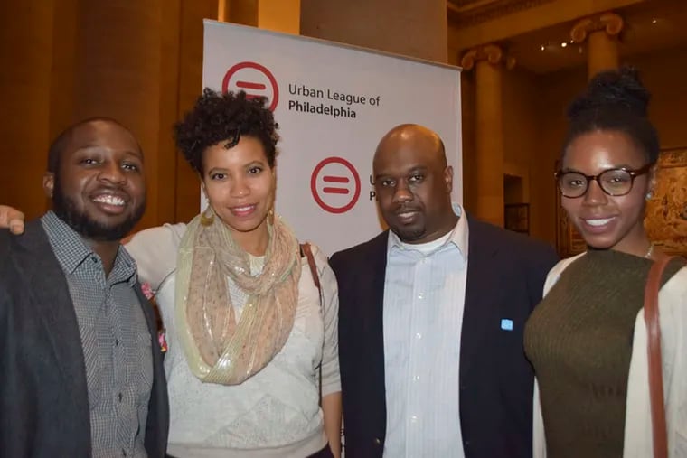 (From left) James Jones, Li Sumpter, Tomas Varela and Patrice Worthy at theYoung Friends of the Philadelphia Museum of Art and United Way Project NEXT event held at the museum. MAGGIE HENRY CORCORAN