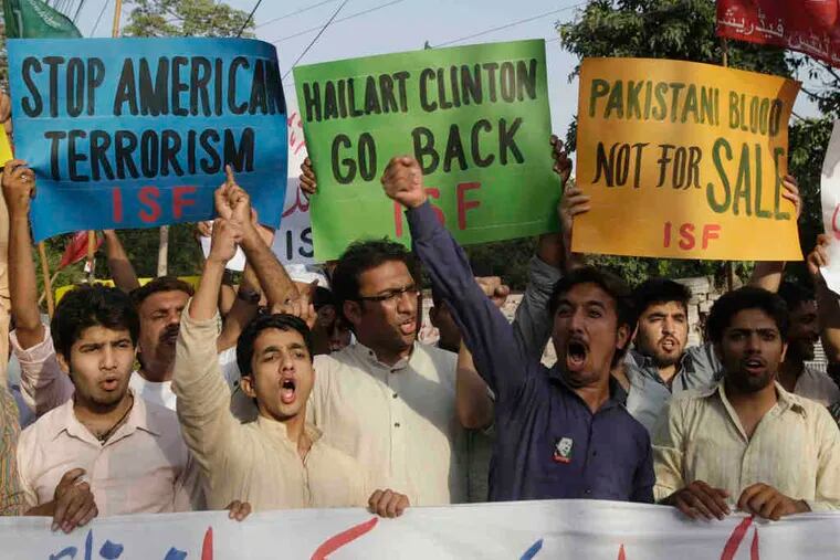 Pakistani protesters rally in Lahore. Pakistani media's tendency to spin bizarre conspiracy theories and promote anti-Americanism has been a sore point for the United States.