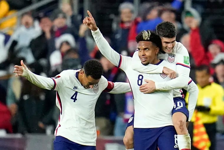 Tyler Adams, Weston McKennie and Hershey's Christian Pulisic (from left to right) are among the star players on the U.S. squad for the upcoming World Cup qualifiers.