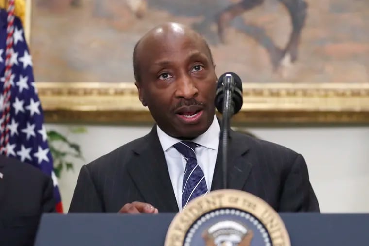 In this file photo, Merck CEO Ken Frazier speaks in the Roosevelt Room of the White House in Washington. .  (AP Photo/Alex Brandon, File)