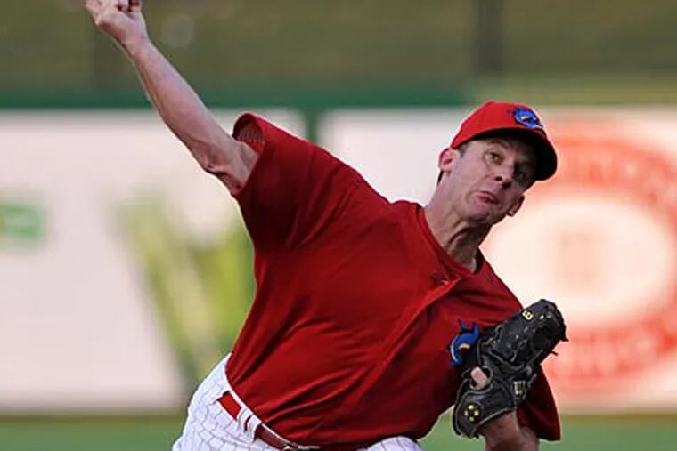 Roy Oswalt allowed three earned runs in five innings in his first rehab start in Clearwater. (Photo by Tim Boyles)