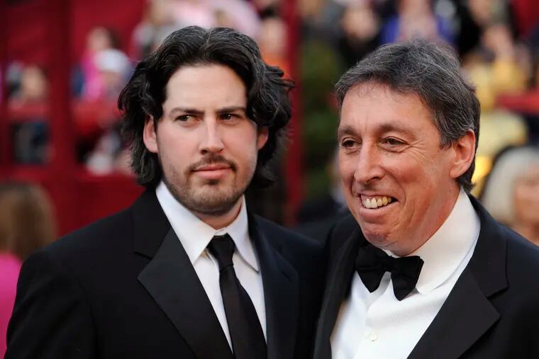 FILE - In this Feb. 24, 2008 file photo, Jason Reitman, left, an Oscar nominee for best director for his work on "Juno," arrives with his father, director Ivan Reitman for the 80th Academy Awards in Los Angeles. The upcoming “Ghostbuster” sequel will focus on the descendants of the original ghost-catchers who rushed around New York City in proton packs and jumpsuits. Ivan Reitman and Dan Aykroyd revealed details of the new film, saying it is expected out next year and will star Paul Rudd, Finn Wolfhard, Carrie Coon and McKenna Grace. Reitman directed the original 1984 film and Aykroyd co-wrote and co-starred in it. Reitman's son, Jason, is directing the new movie.
(AP Photo/Chris Pizzello, File)
