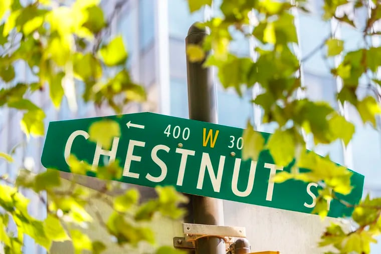 Chestnut Street has had its name since William Penn's days. Chestnut, by the way, is a hardwood.