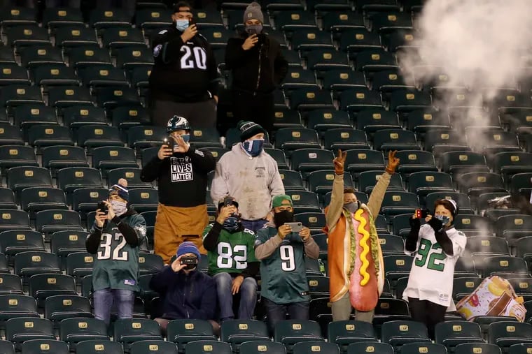An excited hot dog was among the fans at the Eagles and Dallas Cowboys game at Lincoln Financial Field on Nov. 1.
