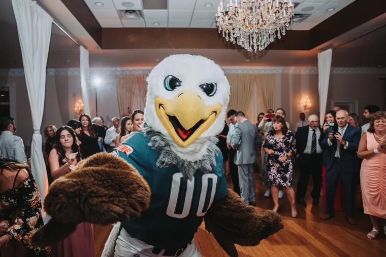 Swoop dropped by the wedding of Megan and Michael Fyke in July 2022. It was a surprise arranged by family and Megan's maid of honor.