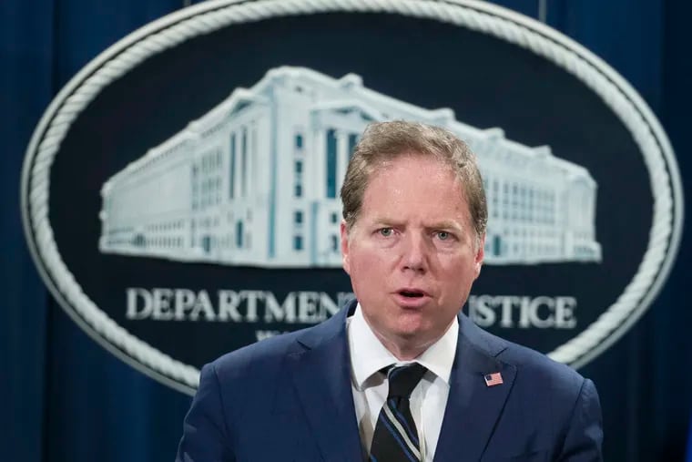 Geoffrey Berman, U.S. attorney for the Southern District of New York, speaks during a news conference at the Department of Justice in Washington. The DOJ moved abruptly Friday, June 19, 2020, to oust Berman, who is overseeing key prosecutions of President Donald Trump’s allies and an investigation of his personal lawyer Rudy Giuliani.