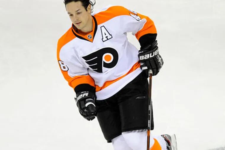 Flyers center Danny Briere did not play against the Rangers on Friday night. (Nick Wass/AP)