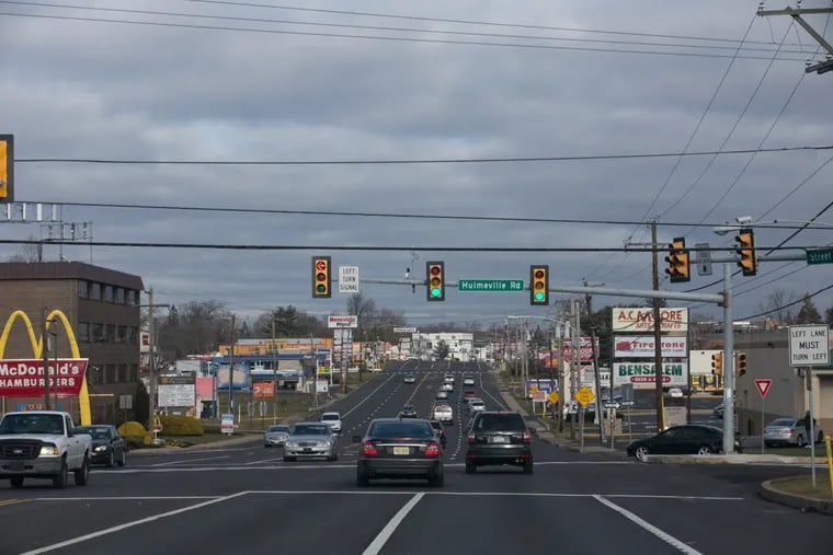 The 1900 stretch of Street Road in at the intersection of Hulmeville Rd, in Bensalem.