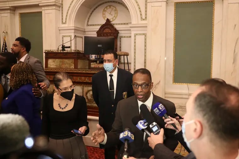 City Council President Darrell Clarke, speaking, has been a champion of The Promise, a public-private partnership aimed at reducing Philadelphia's poverty rate.