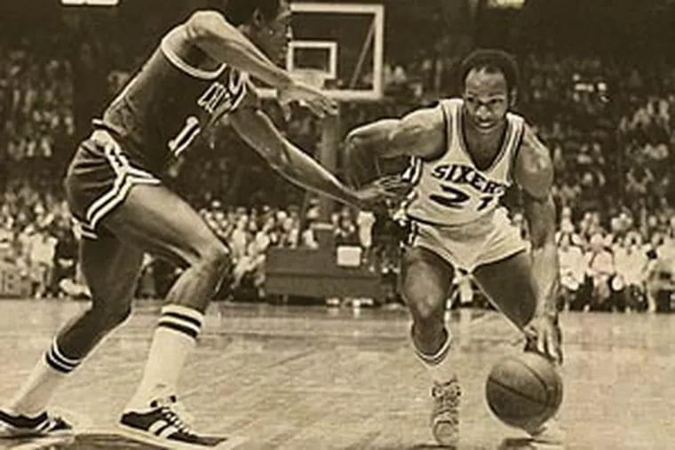 World B. Free dribbles against the Celtics in 1977. His monster game against Boston was on May 1.