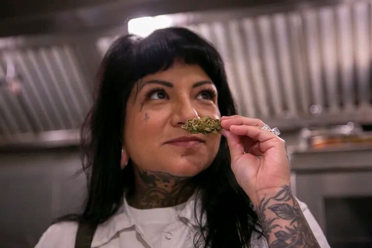 Jennifer Zavala at a kitchen in Philadelphia. Zavala is one of three chefs in Philadelphia working with cannabis.