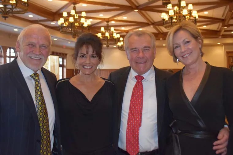 Former Philadelphia Flyers' goalie Bernie Parent and Gini Gramaglia enjoy time with Joe Watson and his wife Jamie Comiskey Watson.
MAGGIE HENRY CORCORAN / For the Inquirer