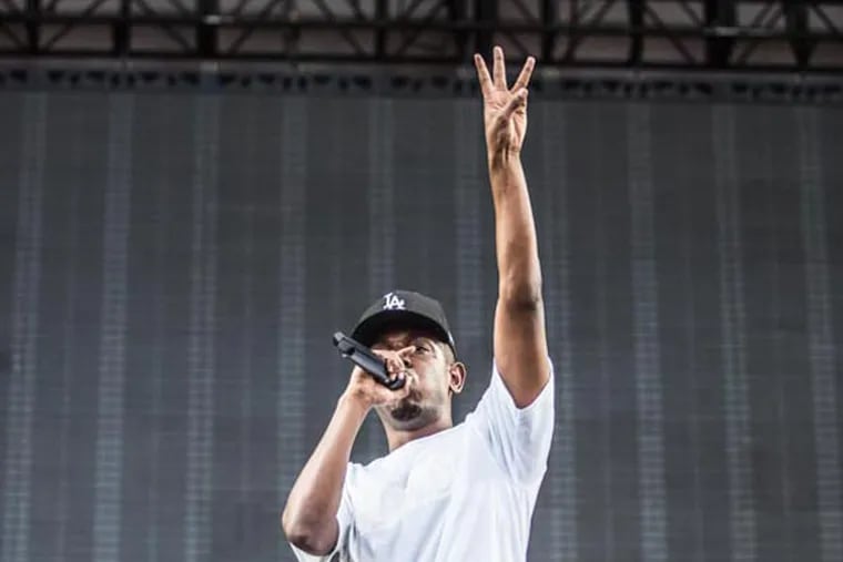 Kendrick Lamar performing at the Made in America Festival. (Colin Kerrigan / Philly.com)