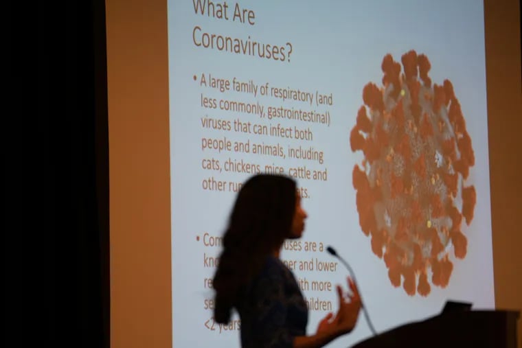 Kristen Feemster, medical director, Acute Communicable Diseases Program at the Philadelphia Department of Public Health, speaks at a forum on coronavirus response Wednesday.