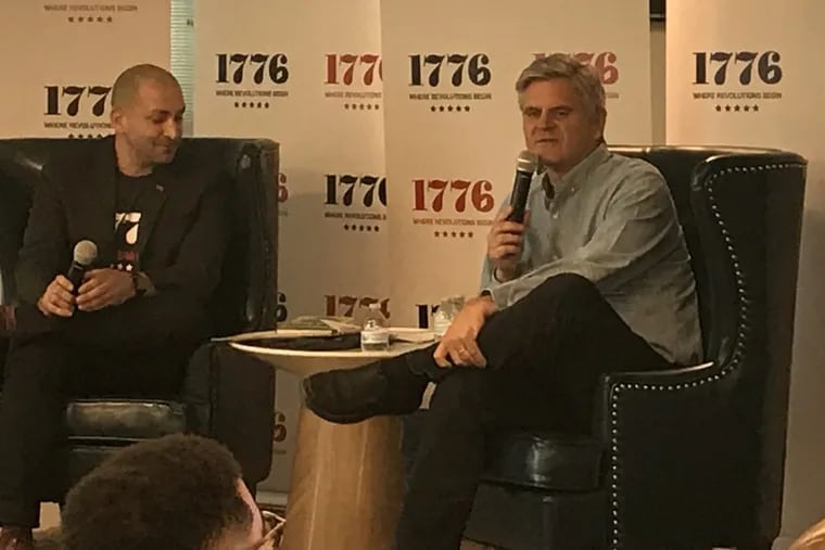 AOL founder Steve Case (Right) with 1776 co-CEO Anthony Maher on April 5 at the coworking space 1776 in West Philadelphia.