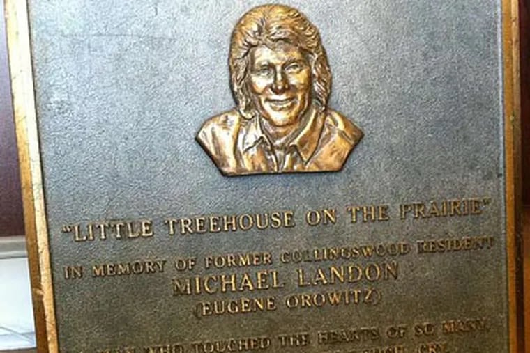 The Michael Landon plaque is now in the offices of a newspaper. Accounts vary. (Kevin Riordan / Staff)