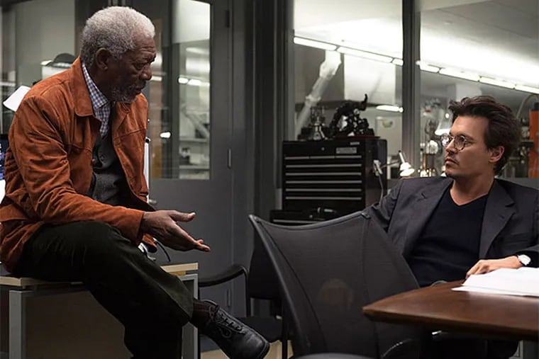 The system is crashing: Morgan Freeman and Johnny Depp (right) in "Transcendence," a thriller about the dangers of artificial intelligence.