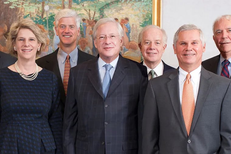 Pennsylvania Trust Co. directors have voted to be acquired by Franklin/Templeton's Fiduciary Trust Co. as the money-management business consolidates and focuses on inherited wealth. Chairman is Richardson Merriman (center), chief executive is George McFarland (left)
