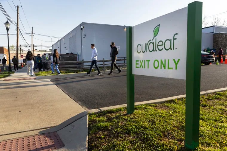 Customers of recreational cannabis arriving at Curaleaf in Bellmawr, Camden County, last April.